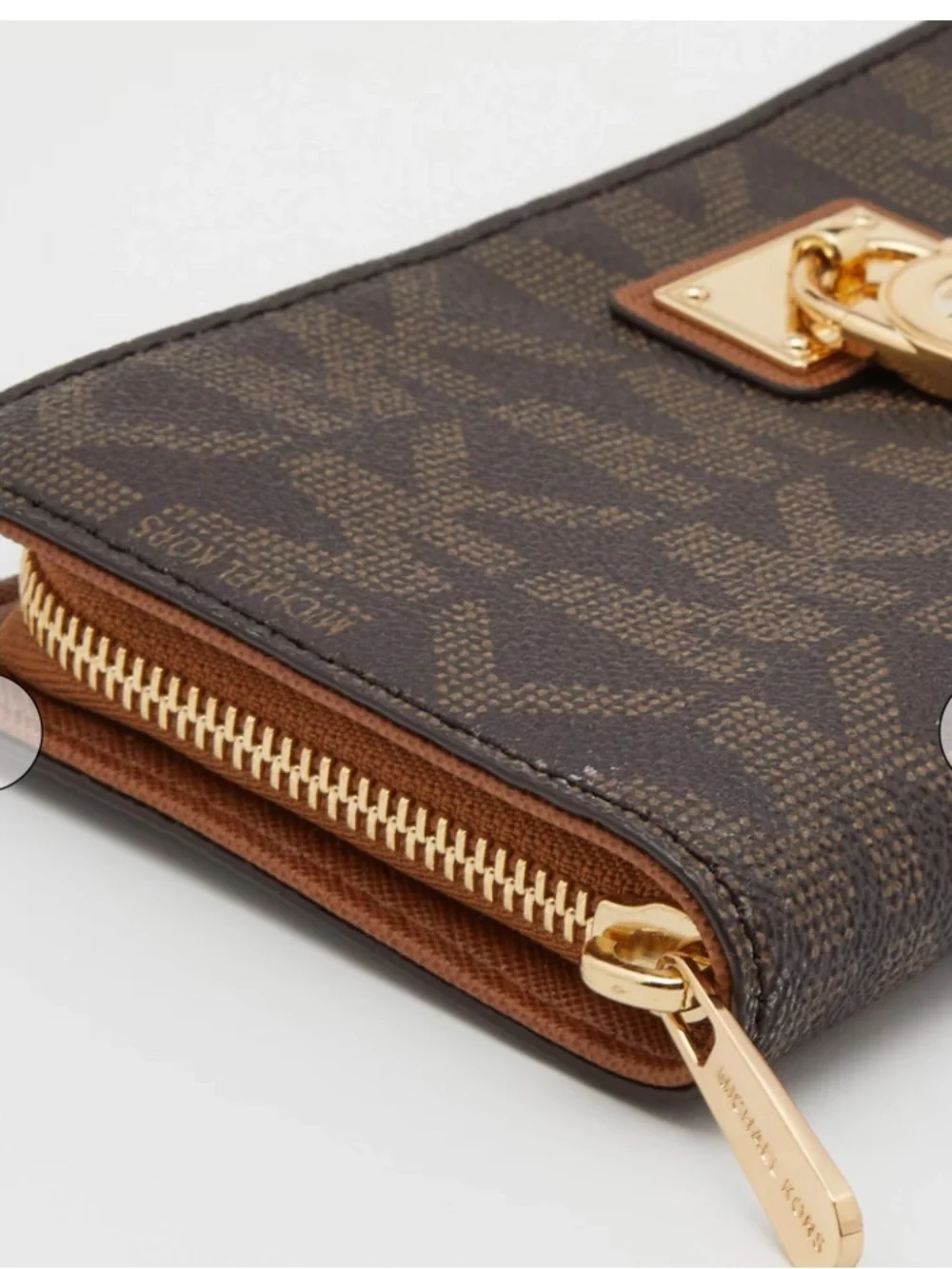 Michael Kors Brown Signature Coated Canvas Zip Around Wallet